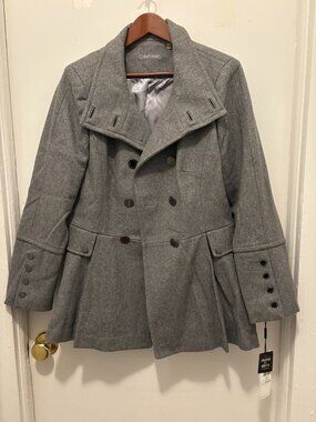 Calvin Klein for Macy's Women's Military style wool pea coat NWT's-14 PETITE
